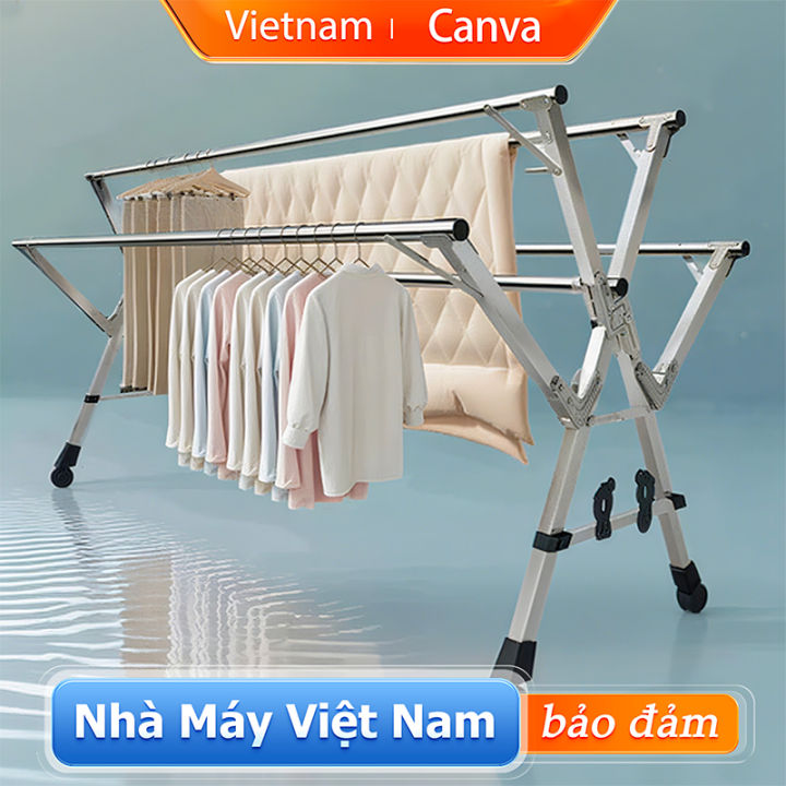 CANVA Giá phơi quần áo gấp gọn Sào Phơi Dồ inox Kệ Treo Quần Ao có thể ...