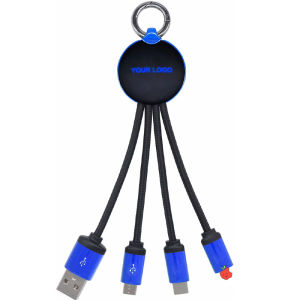 AU Gift keychain three-in-one with three keychains and a luminous data cable   Multi-head multi-functional type-c Android