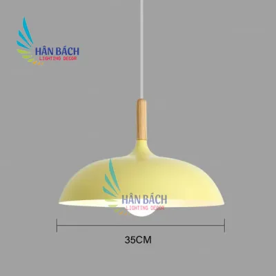 Đèn thả HÂN BÁCH đui gỗ chao sắt trang trí quán bàn ăn
