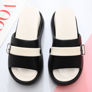 [Free Shipping] Thick-Soled Height-Increasing Sandals For Women Breathable And Durable Summer Slippers EVA Color-Blocked Non-Slip Fashionable Beach Flip-Flops For Outdoor Wear