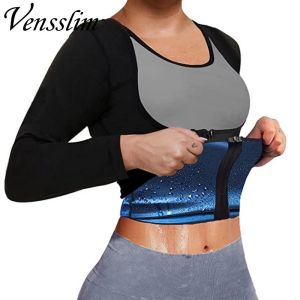 Vensslim Sauna Suit Shirt for Women Weight Loss Sweat Jacket Long Sleeve Slimming Body Shaper Fitness Zipper Workout Waist Trainer
