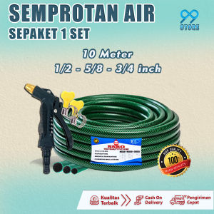 PAKETAN SELANG AIR 1/2 5/8 3/4 INCH 10 METER / KEPALA SELANG SEMPROTAN AIR CUCI MOTOR & MOBIL MURAH