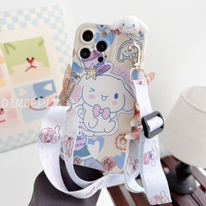 เคสโทรศัพท์สายรัดการ์ตูน Cinnamoroll สำหรับ Y28 Vivo Y18 Y27 Y38 Y58 Y35 Y36 Y15s Y15A Y17s Y21 Y20 Y21s Y22s Y33s Y03 Y16 Y30 Y22 Y11s ตุ๊กตา Y12s 3D ไอศกรีมน่ารักสุนัขที่มีฝาครอบนุ่ม Y12
