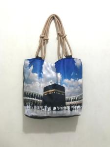L.S Tas tote Wanita Totebag tali sumbu Printing Motif MASJIDIL HARAM