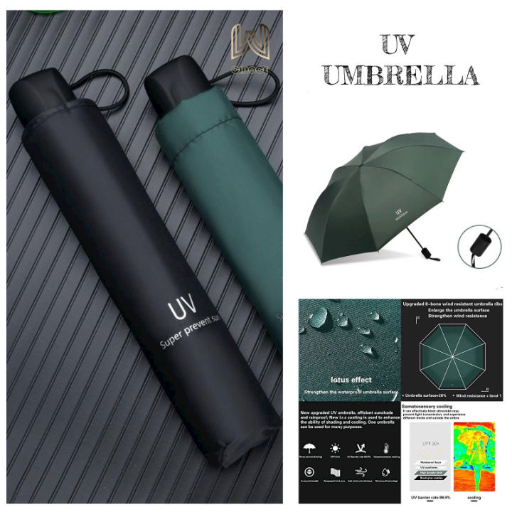 UV Umbrella Folding Payong Black Umbrella Outdoor Blinds for Sun and