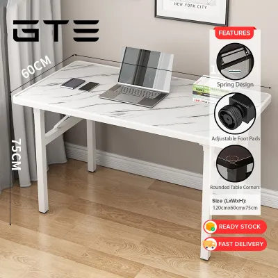 GTE【No Need Installation】120cm Computer Table Home Foldable Study Desk Office Folding Table Dining Coffee Table Furniture - Fulfilled by GTE SHOP