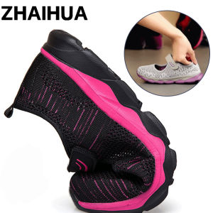 Female Middle-Aged And Elderly Sports Walking Shoes Breathable Slip On Soft Bottom Comfortable Flats Shoes Womens Shoes Outdoor Travel Sports Shoes