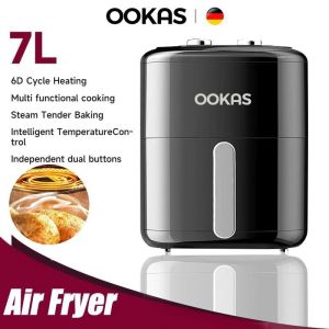 OOKAS LCD Touchscreen Air Fryer Oven Large Capacity Grilled Meat Clamp Oil-Free Fully Automatic