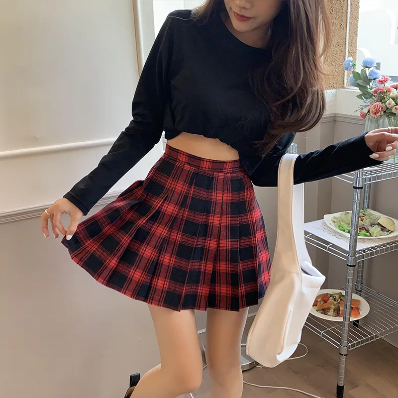 2022 Fashion Korean Style High Waist palda Slim pleated skirt Mini