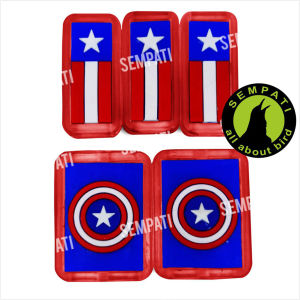 SEMPATI Variasi Sangkar Kotak Motif Kapten Amerika Variasi Sangkar Kandang Burung Kacer Kenari Cucak Ciblek Stopper Sangkar Burung Dudukan Cepuk Tangkringan