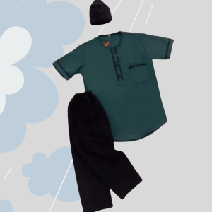 Baju Koko Anak Laki Laki 1-10 Tahun Warna Ungu Lilac Set Pakaian Muslim Plus Peci