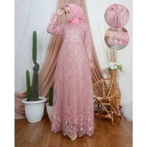 GAMIS VIOLETE / GAMIS BRUKAT / BAJU LEBARAN / PAKAIAN WANITA / GAUN PESTA / KEBAYA / JUMBO SIZE