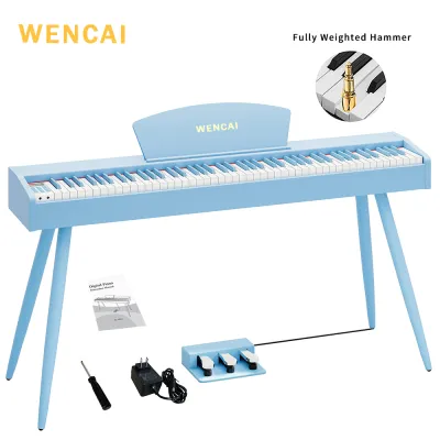 WENCAI Digital Piano 88 Weighted Keys Upright Full-Size Support MIDI Include Sustain3 Pedals Electric Keyboard Piano for Beginner