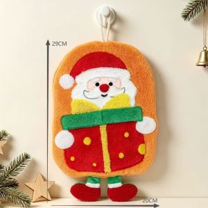 NALANILI Nhanh khô Khăn lau tay Giáng sinh Khả năng hấp thụ nước Lông san hô Khăn lau tay ông già Noel Dễ thương Vệ sinh Khăn lau treo tường Nhà bếp Phòng tắm