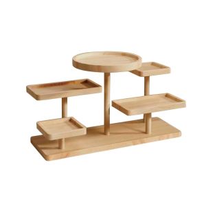 VERMILL Multi-tier Wooden Display Stand Wood Solid Color Figure Display Shelf High Quality Display Shelf Desktop Ornament