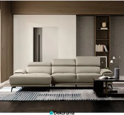 Dekoruma Tenzo LENNOX Sofa L Kanan Bahan Kulit / Sofa Tamu L Minimalis