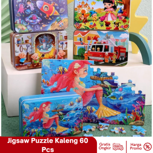 Mainan Puzzle Kayu 60pcs Kotak Besi / Wooden Puzzle 60pcs / Puzzle Kaleng / Mainan Edukasi