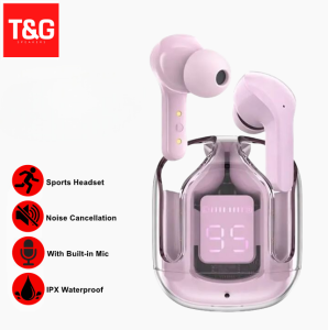T&G A6 Wireless Transparent Earphone LED Power Stereo Sound Bluetooth V5.3 Noise Reduction HD Sound Bass