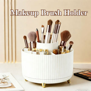 Makeup Brush Holder Desktop Rotating Brushes Cup Organizer Large Capacity Storage Bucket
