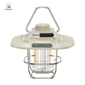 LED Emergency Light Vintage Portable Hanging Tent Lamp Stepless Dimming Waterproof IPX4 Rechargeable for Outdoors for Hiking Camp for Home