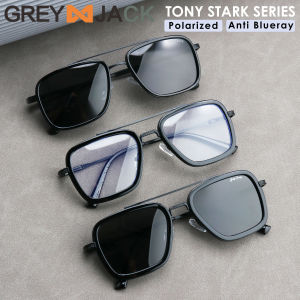 Grey Jack Kacamata Aviator Series Kotak Tony Stark Antiradiasi Blueray UV400 Polarized 3in1 TR+Metal Pria Ringan 2836 1634 1092 1632