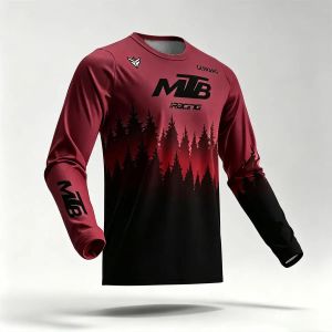 Mens Plus Size Long Sleeve Riding Jersey Quick Dry Graphic Crew Neck Streetwear Top Cycling Shirt Off‑Road Downhill Racing Breathable Outdoor
