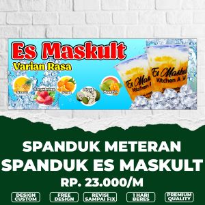 Spanduk banner es makult / banner es makult / banner spanduk meteran custom