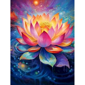 RUOPOTY Painting By Number Lotus Kits For Adults With Frame Canvas Painting Wall Art Acrylic Paint On Numbers For Home Decors