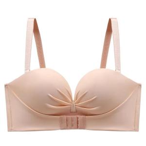 MIESHUT Strapless Invisible Front and Back Double-layer Buckle Beautiful Back Underwear Small Chest Gathered Thickened Palm Cup Soft Bra