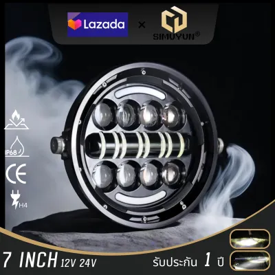 7inch LED Headlight 80W DRL Halo Angle Eyes Led Headlamp 12V 24V DOT E9 High Low Turn Signal for Lada Niva Offroad 4x4