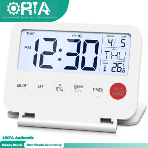 ORIA Small Digital Alarm Clock With Timer LCD Alarm Clock with Date Month Temperature Countdown Function Snooze and 6 Seconds Backlight Battery Operated Desk Clock for Home Office