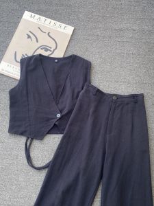 Bianca Oneset Vest + Pants Korean Style Setelan Wanita Terbaru Linen Angel