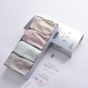 Laz Nigori กล่องเงินกางเกงในเอวขนาดกลางสวมใส่สบายกล่องของขวัญเสื้อชั้นในไร้ตะเข็บต้านเชื้อแบคทีเรีย (4แพ็ค)