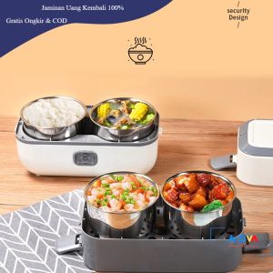 ANYTRP Kotak Makan Pemanas Elektrik Single Layer Lunch Box 2 Bowl 1.2L - DFH-C01