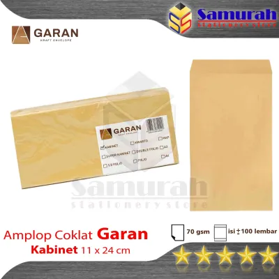 Amplop Kertas Coklat GARAN Ukuran Kabinet 11 x 24 cm 1 pak isi 100 / Amplop Gaji 70 Gsm - Gram Cabinet