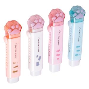 4Pcs Kitten Claw Push Pull Eraser Sliding Retractable Rubber Erasers Gentlely Erasing for Student Children Office Worker