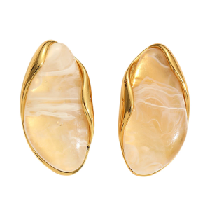 Trendy Geometric Resin Earrings For Women Stainless Steel Lightweight Ear Studs With Plating Stylish