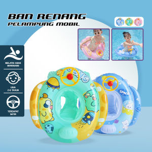 BW-M326 Ban Renang Anak Swim Ring Motif Stir Mobil Ban Renang Bayi Baby Swim Trainer / Pelampung Duduk Anak Bayi Balita Ada Pegangan Baby Float