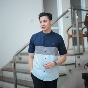 Kemeja Pria Kerah Shanghai Lengan Pendek dan Panjang Katun Jepang Premium Motif - Berry ANCSTR