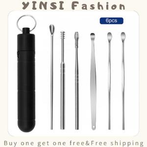YINSI 1 6PC Set Ear Wax Removal Tool Earpick Ear Cleaner Spoon Ear Care Cleaning Tool