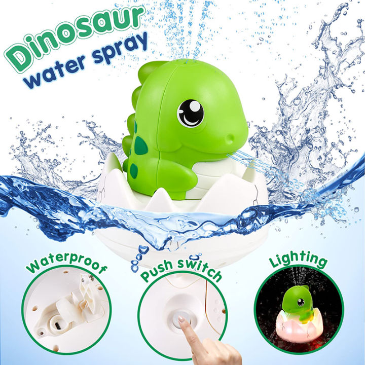 Upgraded Rechargeable Baby Bath Toys Dinosaur Light Up Sprinkler