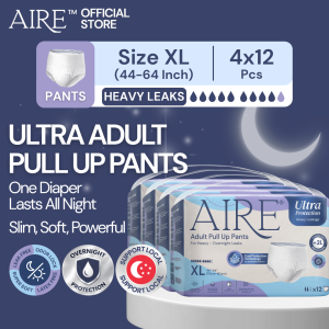 Aire Ultra Protection Adult Diaper Pull Up Pants - Size XL (4X12 pcs)(2L Overnight- Heavy Leak Protection Super Soft)