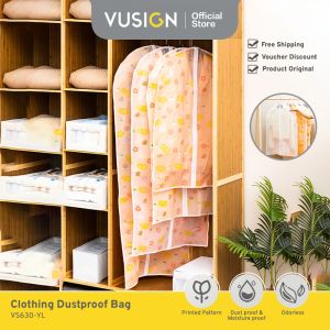 Vusign Clothes Cover / Cover Baju Resleting Anti Debu Penutup Gantungan Baju Sarung Pelindung Pakaian Jas Gaun Gantung Motif Bunga VS63X -YL
