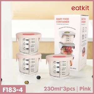 Eatkit Baby Food Container Glass 400ml Tempat Mpasi Kaca 3in1 Wadah Bulat Kotak Food Grade