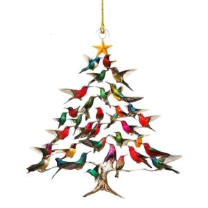 Double-Sided Acrylic Hummingbird Ornament，Hummingbird Christmas Ornament，Handcrafted Home Decor for Nature Lovers & Family Celebrations