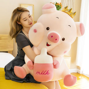 นุ่มน่ารัก Crown Pig Stuffedtoy ตุ๊กตาเด็กขวดหมู Piggy Plush กอดหมอน Ragdoll Plush ของเล่นหมอนของขวัญวันเกิดหญิง Super ของขวัญวันเกิดน่ารัก