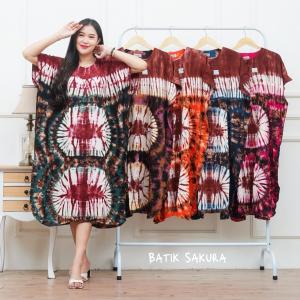 Daster Kalong Mamamia MotifJumputan Batik Sakura Pekalongan Baju Dress Piyama Wanita Tidur Bumil Busui Remaja