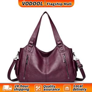 【Fast delivery】 Shoulder Bag for Women with Multi-Pockets Tote Bag PU Leather Trendy Messenger Bag Retro Handbag for Work Travel