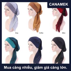 【CANAMEK】 Phụ nữ ung thư đầu khăn CHEMO tóc mất hat Turban pre-tied mũ đội đầu Bandana mới