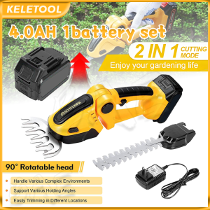 Cordless Hedge Trimmer Grass Shrub Shear Electric Weeding Shear with Pruning Saw Wireless All in One Tool for Shrub Grass Trimming